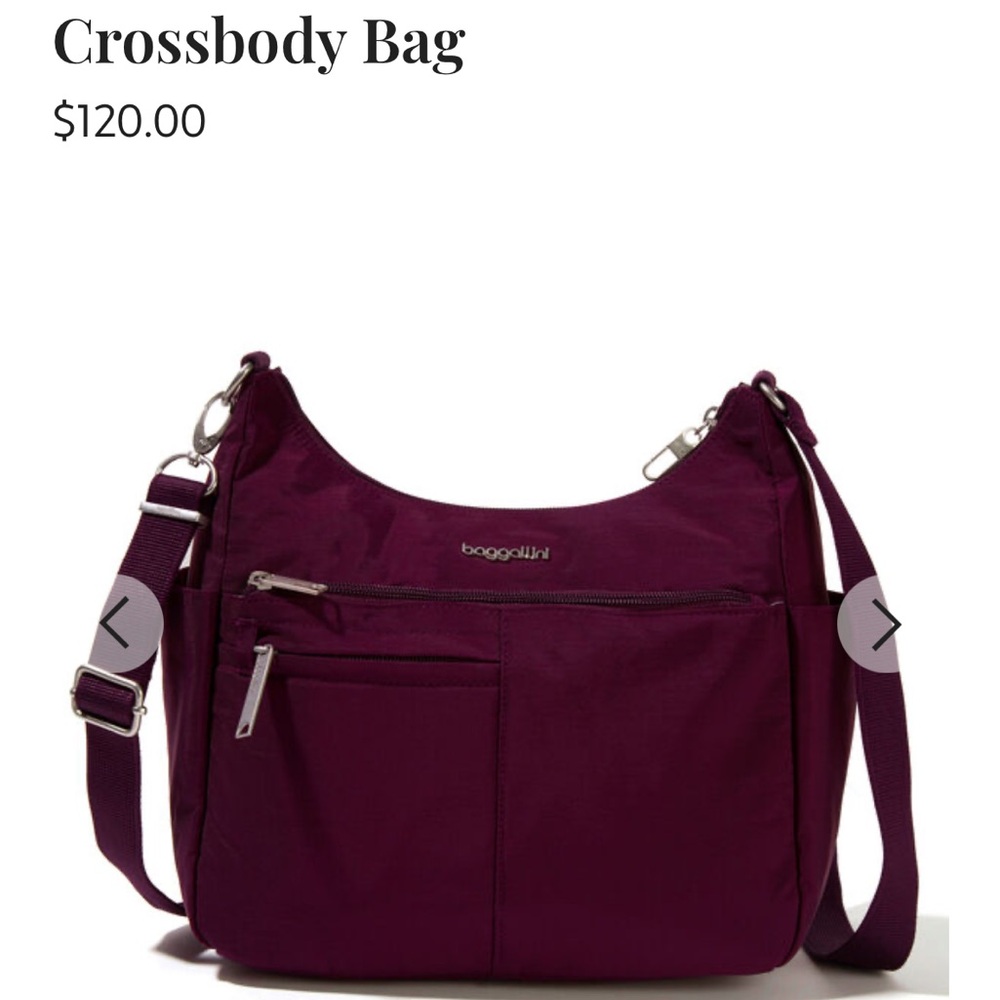 NWOT Securtex Anti-Theft Free Time Baggallini Plum Crossbody Bag